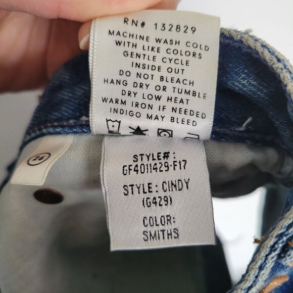 GRLFRND Revolve Cindy High Rise Button Fly Distressed Raw Hem Denim Jean Shorts - Picture 11 of 14